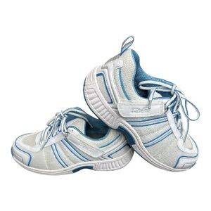 Orthfeet Women's White and Blue Bio Fit Lace Up Athletic Sneakers Size 9 1/2